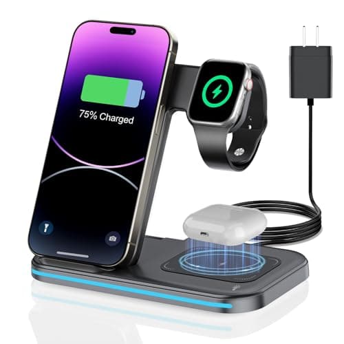 Wireless Charger 3 in 1 Charging Station lPhone Fast Foldable Charging Stand for Multiple Devices with an 18 W Quick Charger for lPhone 16/15/14/13 Pro Max Watch AriPods Pro 2 - Image 1