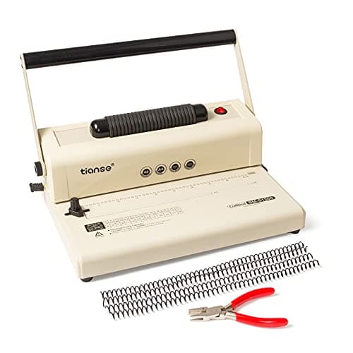 TIANSE Coil Binding Machine, Electric Coil Inserter, Manual Round Hole Punch, 15 Sheets Punch Capacity, Perfect for Letter Size / A4 / A5, Comes with 100pcs 5/16'' Plastic Coil Binding Spines & Plier - Image 1