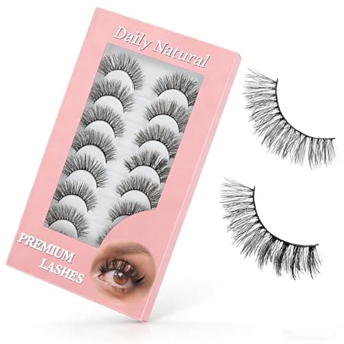Natural Lashes Spiky False Eyelashes, Wispy Look Invisible Band Flared Eyelashes, False Eye Lashes Soft Fluffy Lashes 8 Pairs Black 9-15MM - Image 1