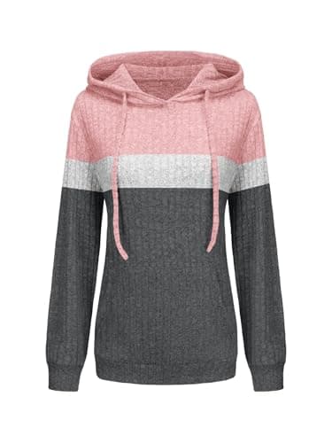 STOLKISS Long Sleeve Sweatshirts for Women Plus Size Hoodies Lightweight Pullover Tops Fall Shirts Color Block with Pockets - Image 1