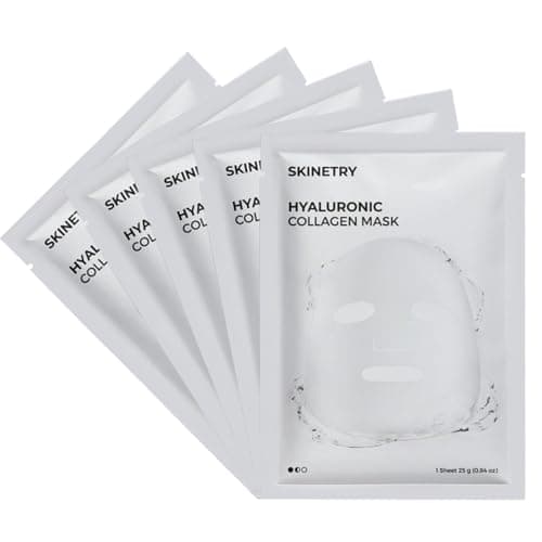 Skinetry Bio Collagen Face Mask, 5-Pack Hydrating Face Masks with 7 Peptides, Hyaluronic Acid, Niacinamide, Centella, Rose Water, Ceramide, and B5, Glass Skin Tightening&Lifting American Sheet Masks - Image 1