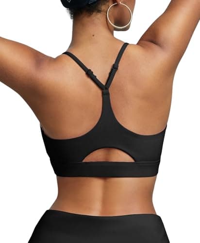 BRXL Women's Sports Bras Padded Black Sports Bra Adjustable Straps Low Impact Sports Bra Y Back Sport Bras Black M - Image 1