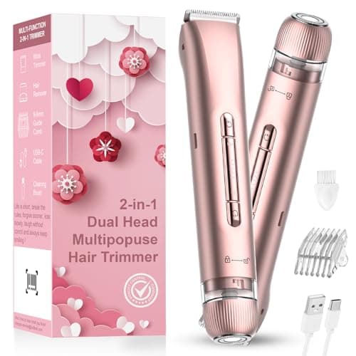 Bikini Trimmer for Women - Electric Razors for Women | Dual Head Electric Shaver for Ladies for Facial Hair Removal, IPX7 Waterproof, Painless & Flawless, USB Rechargeable, for Face, Bikini, Body, Leg - Image 1