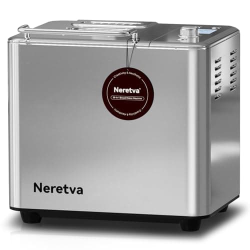 Neretva Bread Maker, 20-IN-1 2LB Bread Machine Dual Heater Bread Maker Machine Automatic with Nonstick Ceramic Pan, 15H Timer & 1H Keep Warm Set, Low Noise, Stainless Steel Breadmaker Recipe-Silver - Image 1