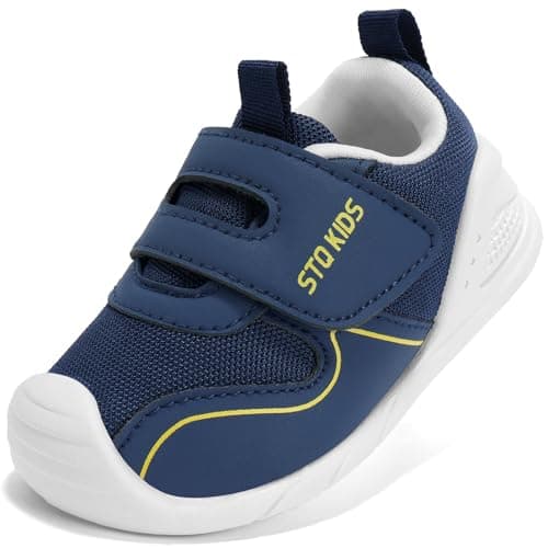 STQ KIDS Toddler First Walker Boy Shoes with Wide Toe Box Baby Shoe for 18-24 Months Navy Toddler 6 - Image 1