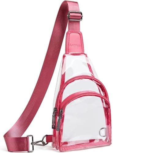 LATMAP Clear bags Stadium Approved Crossbody Fanny Pack Sling Bag Backpack Purses for Women Men for stadium events Unisex Red - Image 1