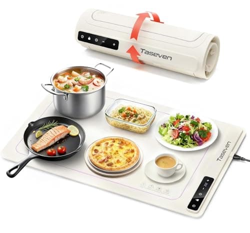 Food Warming Mat, Silicone Heating Tray with 7 Temperature Settings, Quick Full Surface Heating Pad, Thermochromic Line, Kids Lock, Electric Warming Tray for Buffets Party - Image 1