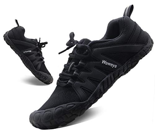 Weweya Minimalist Shoes Women Zero Drop Sole Trail Running Shoes Outdoor Sport Sneakers Five Fingers Black US Size 5 - Image 1