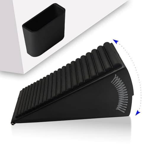 HOOFUS Adjustable Spring Large Door Stop,Heavy Duty Tall up to 3.14 inches Wedge Door Stoppers for Bottom of Door,Stainless Steels Door Holder (Black Brushed, 2 Pack)