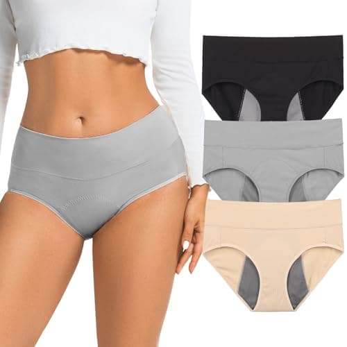 Loswie Incontinence Underwear for Women, Quick Dry Postpartum Leakproof Cotton Underwear Stretch Hi-Waist Panties - Image 1