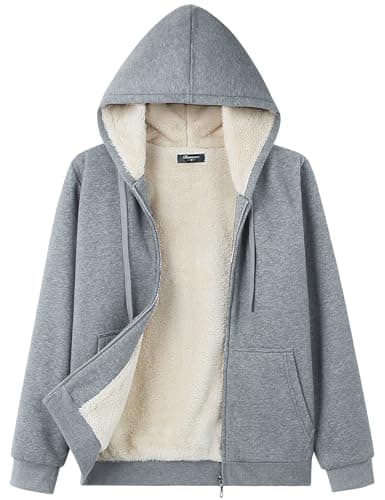 Bumeex Women's Jacket Hoodie Sherpa Fleece Lined Fall Winter Spring Warm Zip Up Outfits Sweater Clothes Clothing Sweatshirt Dark Grey Marl XX-Large - Image 1