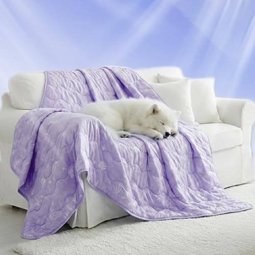 NWK Dog Cooling Blanket, Q-Max>0.345, Ice Silk Cool to Touch Material, Bed Cover, Furniture Protector Couch Sofa for Summer, Anxiety Relief-Machine Washable (Lavender,60'' X 80'') - Image 1