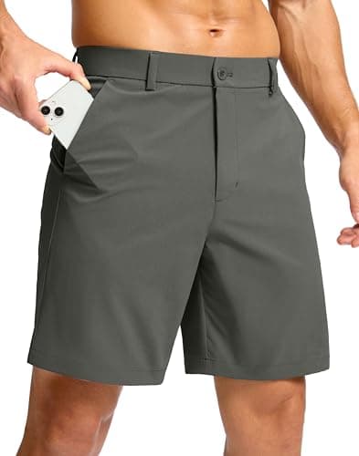 Soothfeel Men's Casual Shorts 7"/ 9" Golf Shorts for Men Flat Front Dress Work Shorts Quick Dry Lightweight with 3 Pockets Grey_sage L7.W30 - Image 1