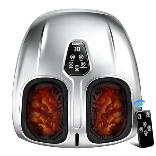 Musugy Shiatsu Foot Massager with Heat : 2026 Upgraded Deep Kneading Foot Massager Machine with Vibration & Compression for Plantar Fasciitis & Neuropathy - Relax for Office Home Use, Silver - Image 1