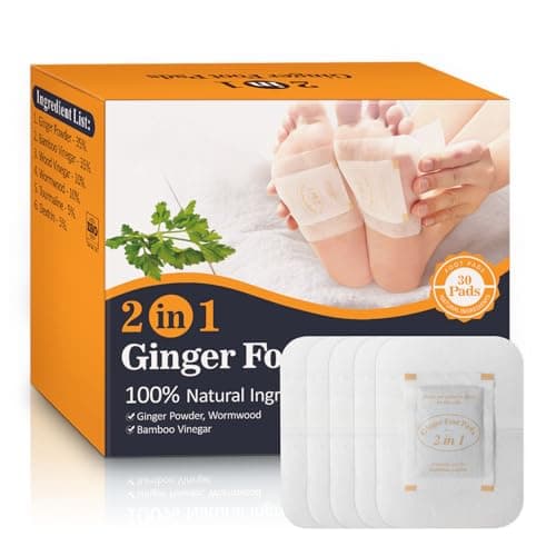 Niifawh 2 in 1 Foot Pads, Tear and Use Ginger Wormwood with Pure Natural Ginger Powder Bamboo Vinegar Wormwood, Bigger Adhesive ''Stay in Place'' All Night, 30 Pads - Image 1