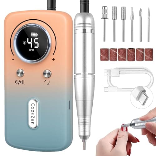 CozyZen Cordless Nail Drill Professional: 45000 RPM Rechargeable Electric Nail File Kit, Portable & Low Noise for Acrylic, Gel Nails, Manicure & Pedicure - Salon & Home Use - Image 1