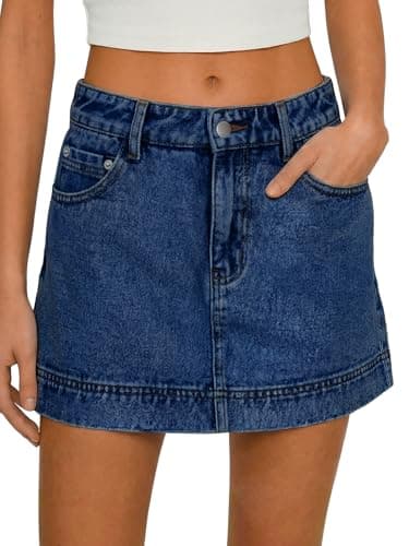 Tankaneo Womens Summer Mini Denim Skort High Waisted A-Line Stretchy Jean Skirts Trendy Casual Denim Shorts with Pockets - Image 1