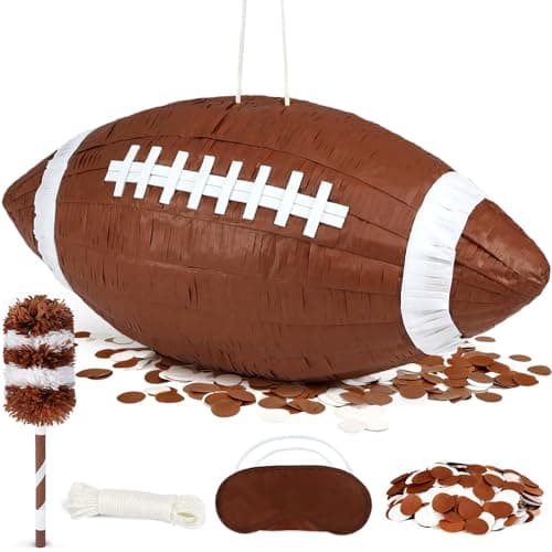 Football Pinata, Large Piñata with a Blindfold, Bat, Rope for Tailgate Party Supplies, Boy Birthday Party, Sport Theme Party Decoration - Image 1