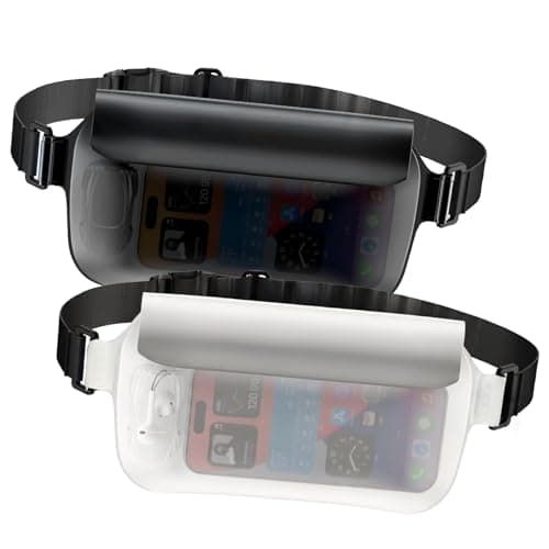 UOEPOWA Waterproof Waist Bag, Passport Wallet Tote, IPX8 Waterproof Rating, Underwater-Use Phone Pouch, TUP Dry Bag, Ideal for Diving, Swimming, Kayaking (1 black and 1 white) - Image 1