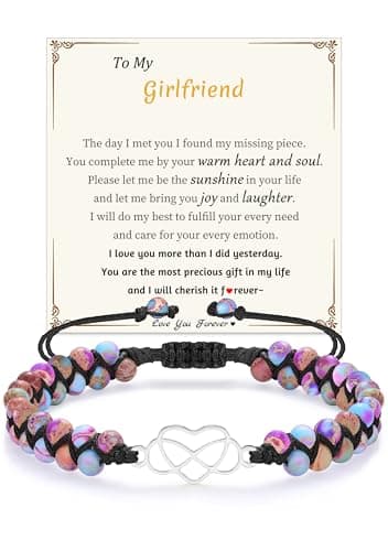 Sistble Mothers Day Gifts for Girlfriend, Girlfriend Birthday Gifts Love Heart Bracelets for Women Jasper Bead Bracelet Anniversary Birthday Gift Ideas Jewelry for Teens - Image 1