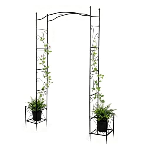 Garden Arch Arbor with Planters 93" Outdoor Metal Garden Trellis