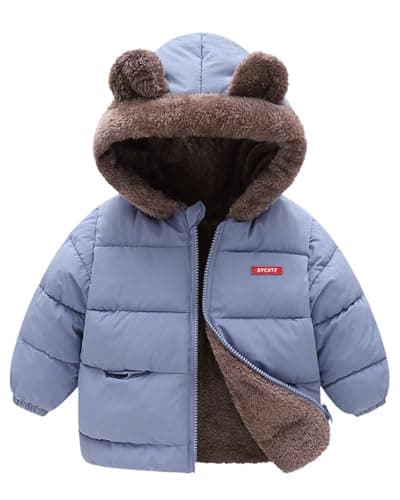 JiAmy Baby Winter Fleece Coat Kids Boys Jacket Outwear Girls Padded Clothes Blue 5-6 Years - Image 1