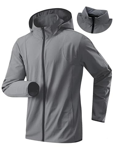 Hooded Windbreaker Jackets for Men, Lightweight Breathable Zip Up Hoodie with Pockets for Running, Gym, and Outdoor Sports. (US, Alpha, X-Large, Regular, Regular, Grey) - Image 1