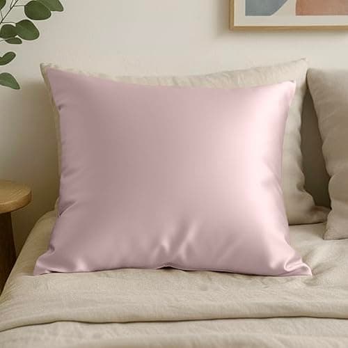 Mellanni Pure Silk Throw Pillowcase - Perfect for Hair and Skin, Preventing Wrinkles - Easy Care - Naturally Cooling Silk Pillow Cover with Hidden Zipper (Throw, Pink) - Image 1