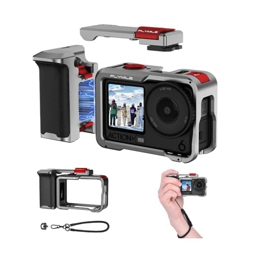 Flymile Action 6 Grip Kit (with Metal Cage), Aluminum Alloy Camera Handle Bundle Expansion Mount with Shutter Button, Quick Release, Cold Shoe, 1/4" Threaded Hole for DJI Osmo Action 6 Accessories - Image 1