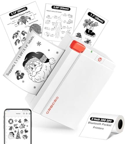 ORGBRO Sticker Printer Machine, X3 Mini Printer Print Pods Portable Thermal Inkless Sticker Maker, 2-3 Inch 300 DPI Bluetooth Pocket Printers for Smartphones, Notes, Journal, Photos, DIY, Kids Gift - Image 1