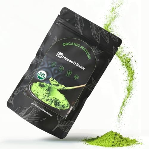 Maestri House Premium Matcha Green Tea Powder, First Harvest Culinary Grade, 100% Pure Unsweetened Organic, Rich Flavor for Tea, Lattes, Baking & Desserts, Non-GMO, Vegan (3.53oz/100g) - Image 1