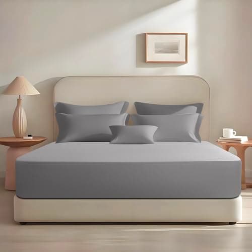 Baigee Luxury 100% Egyptian Cotton Fitted Sheet King Only – Cotton Fitted Sheet Long Staple, Breathable and Durable, Deep Pocket 15"-18"(78"x80",Dark Grey) - Image 1