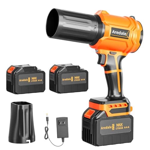 Aredale Leaf Blower Cordless, Handheld Blower with 2 X 6.0Ah 21V Batteries and Charger, 13.41m/s Storm Turbine Battery Powered Blower for Lawn Care, Patio, Snow, Leaf Blowing