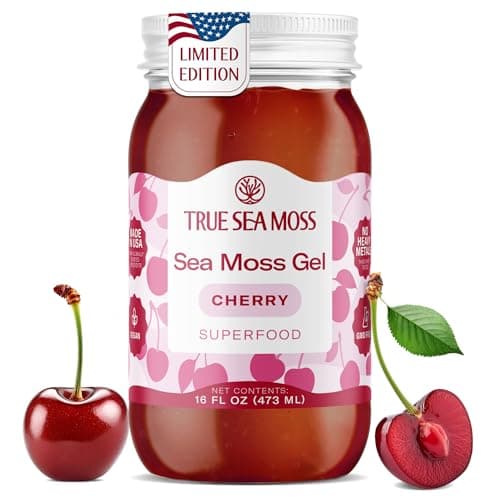 TrueSeaMoss Sea Moss Gel – Made in USA – Wildcrafted Seamoss, Fruits & Jarred Vegetables – Cherry, Pack of 1 (Labels may Vary)