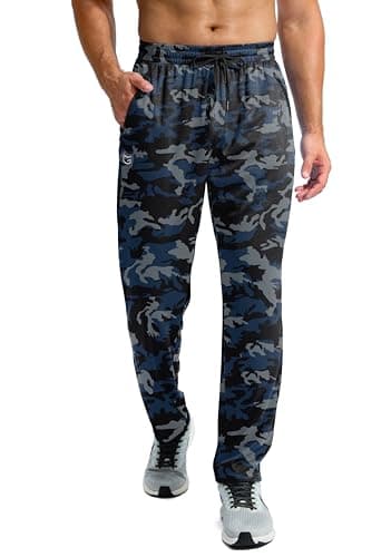 G Gradual Men's Sweatpants with Zipper Pockets Lightweight Mesh Athletic Pants for Men Open Bottom Workout Gym Running - Image 1