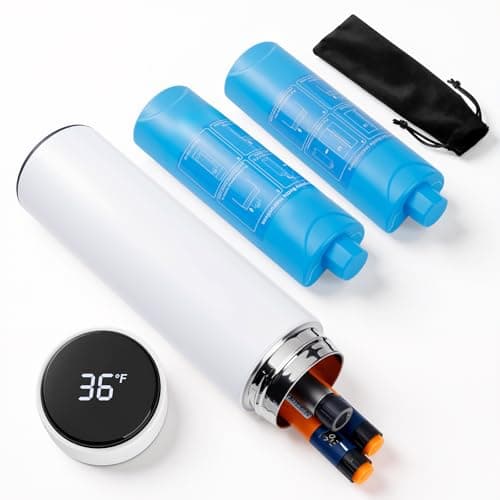 TSA Approved Insulin Cooler Travel Case, 60H Digital Display Diabetes Medication Cooler, Portable Refrigerated Medicine Case with Thermometer & Biogel Ice Pack (White)