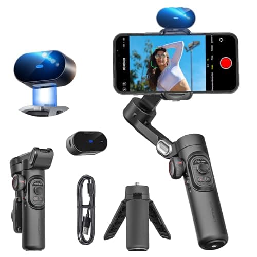 AOCHUAN XE AI Version,Gimbal Stabilizer for Smartphone,NO APP AI Tracking, Gesture Control,360°Inception Gimbal with TikTok YouTube,3-Axis Foldable Handheld Tripod for iPhone& Android,Black - Image 1