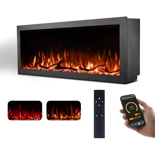 Tuan 50 Inch Linear Electric Fireplace, with Smart App Control, Wall Mount or in-Wall Recessed Fireplace Insert, 9 Hour Timer, 13 Color Changing Flames & Embers,750W/1500W Indoor Heater - Image 1