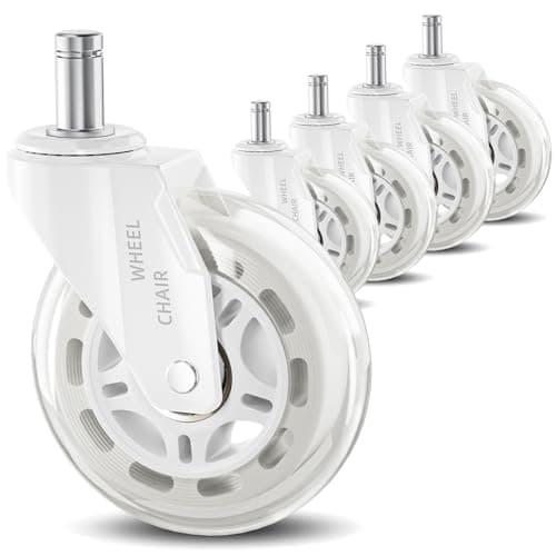 TESUMI White Office Chair Wheels 3" Roller Blade Rubber Chair Casters Replacement, Heavy Duty Quiet No Scratch Gaming Chair Wheel for Hardwood Floor Carpet, Set of 5, 11mm Universal Fit/Not for 1KEA - Image 1