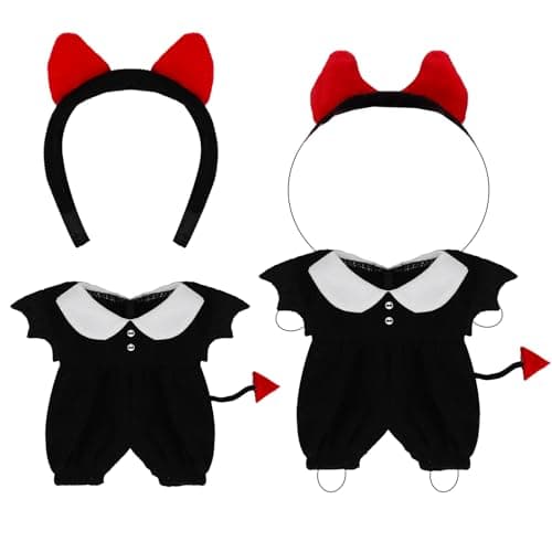 Halloween Red Devil Costume Clothes Set with Horn Headband for 15-17cm (4 Inch) Blind Box Dolls - Image 1