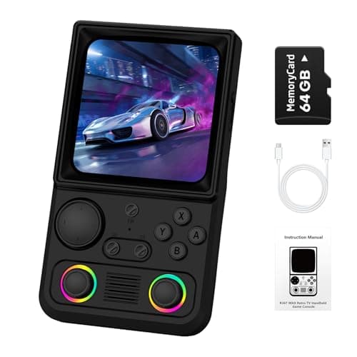 R36TMAX Retro Handhled Game Console, 4.0 Inch Retro Gaming Console with 4000mAh Battery, 64GB Preloaded with 18000+ Video Games, Portable Retro Game Console Supports WiFi Networked Fighting, Black - Image 1