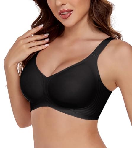 SHIJIALI Jelly Bra Wireless for Women Seamless No Underwire Comfort Push Up Bralette Soft Support Everyday T-Shirt Bra Black, Size 2XL - Image 1