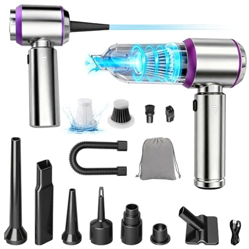 KedeeSparkle Handheld Car Vacuum Cordless, 22000PA Strong Suction Mini Vacuum Cleaner with 100,000 RPM Brushless Motor, 4-in-1 Portable Vacuum for Car Detailing, Camping, Home & Gift, Silver Purple - Image 1