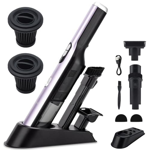 Handheld Vacuum Cordless, Car Vacuum Cleaner 18KPa High-Power Suction, Portable Hand Vac with Washable HEPA, LED Light,Storage Dock, Dust Buster for Office Home Desk, Pet Brush for Pet Hair,Rose Gold - Image 1