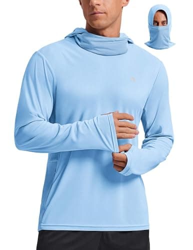 PINSPARK Outdoor Sun Protection Men Hoodie Face Mask UPF 50+ Long Sleeve Fishing Hiking UV Rash Guard Lightweight Sports - Image 1