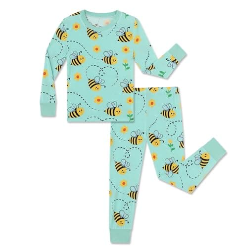 NewSeed So Soft Kids 2-Piece Bamboo Outfit Set – Long Sleeve Top & Leggings, Cozy Thermal Underwear for Boys & Girls (Bee, 7-8Y) - Image 1
