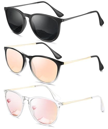 QALLY Sunglasses Womens Polarized Sunglasses-Women: Retro Round Sun Glasses with UV400 Protecion Trendy 3 Pack - Image 1