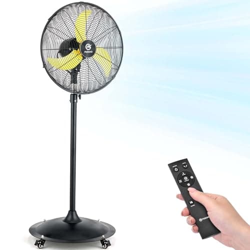 FUGOO 20" Whisper-Quiet Industrial Pedestal Fan - Brushless DC Motor, 4000 CFM Waterproof Heavy Duty Fan with Remote, Energy Efficient for Garage, Warehouse, Patio, Commercial - Image 1
