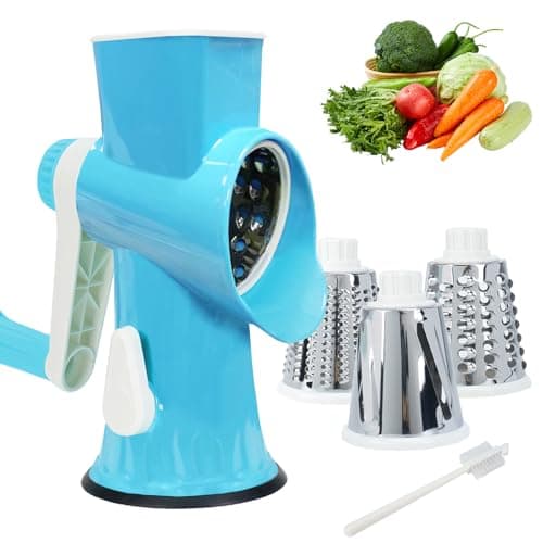 Rotary Cheese Grater with Handle-Versatile Cheese Grater Non-Slip Suction Base,Cheese Shredder & Food Slicer for Cheese,Carrots, Cucumbers,Nuts-Compact & Easy Clean Kitchen Kitchen Tool (dark blue) - Image 1