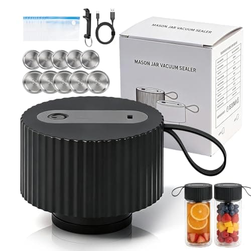 Electric Mason Jar Vacuum Sealer kit 3-in-1 Portable Vacuum Sealing for Jars Lids, Bags & Containers | Ideal for Fresh Produce, Dry Foods, Meats & Meal Prep (Black) - Image 1